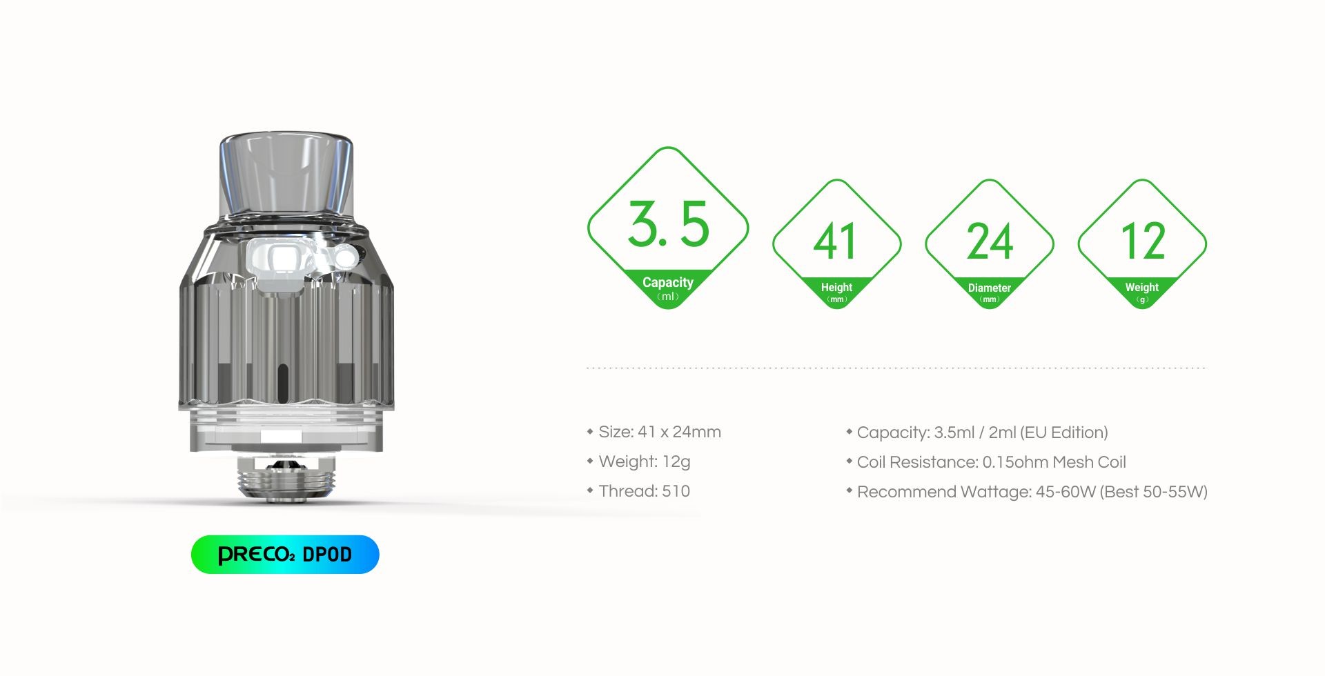 PRECO 2 TANK DTL - VLIT VAPE (Claromizador Desechable)