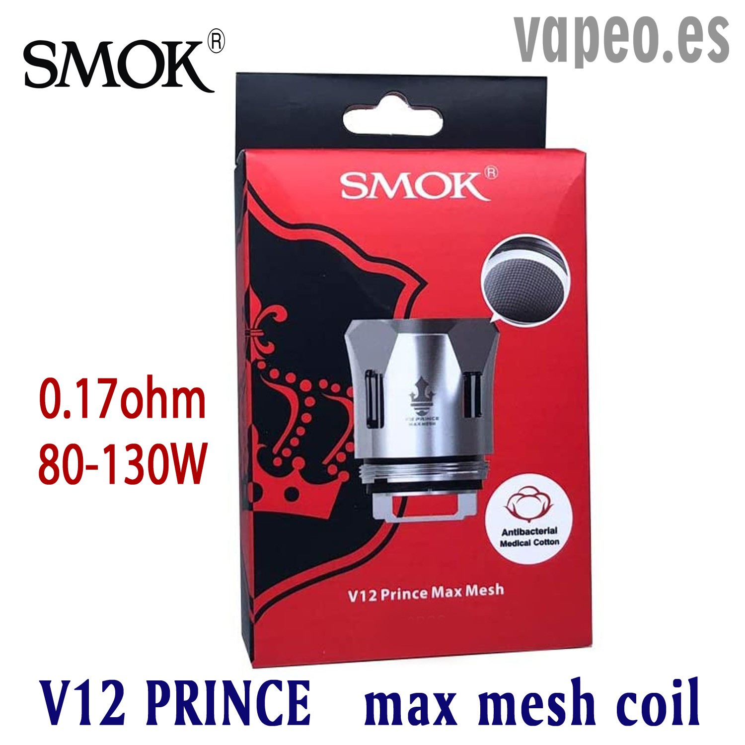 COIL V12 PRINCE TANK MAX MESH 0.17OHM SMOK