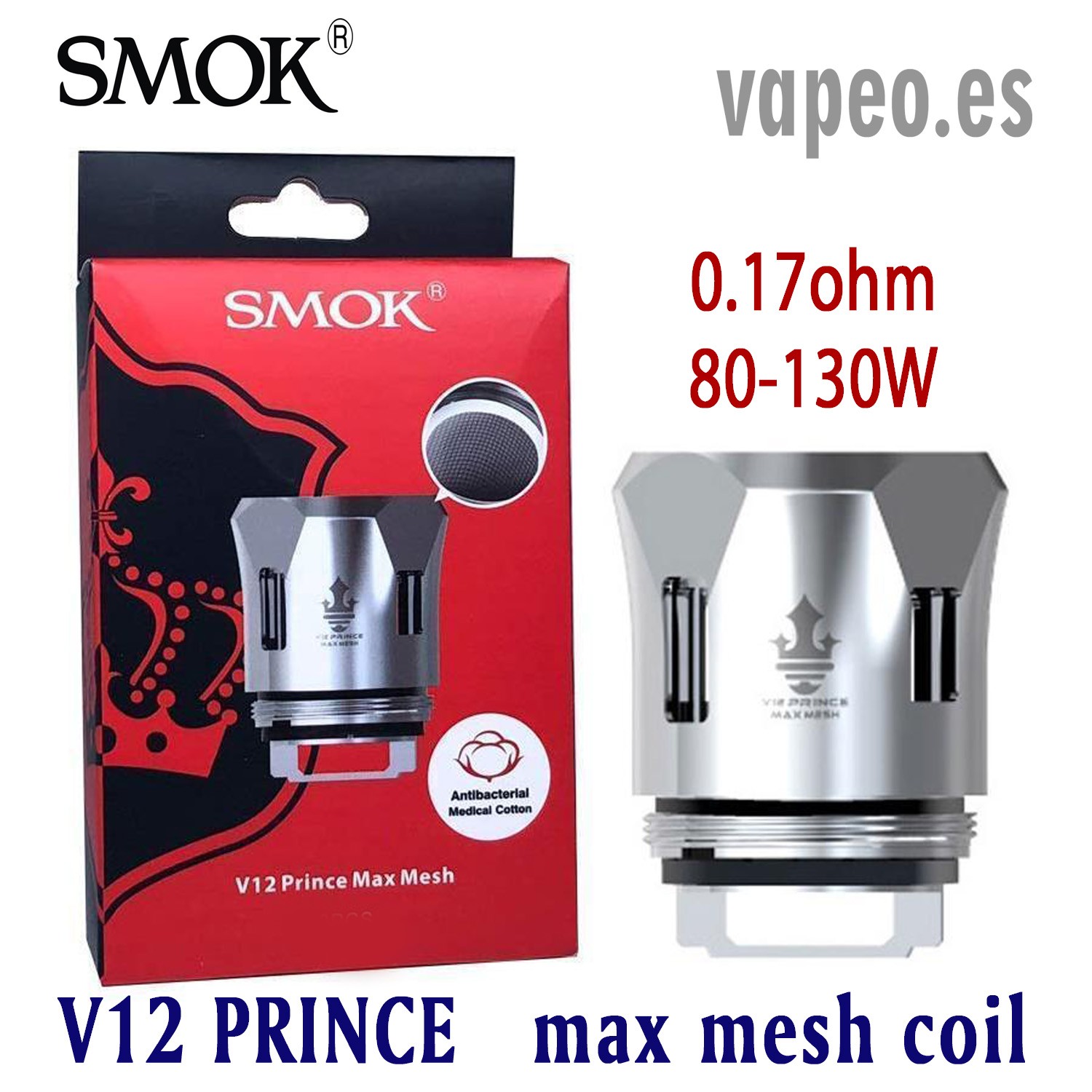 COIL V12 PRINCE TANK MAX MESH 0.17OHM SMOK