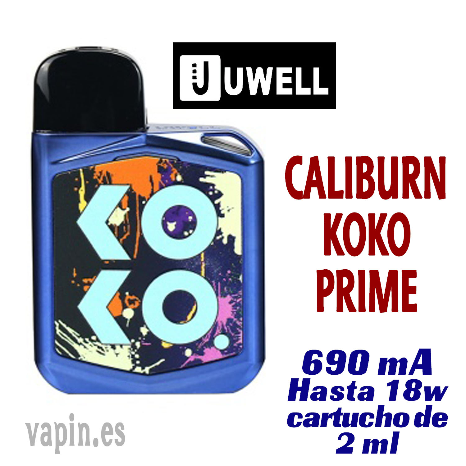 Uwell Caliburn Koko Prime Pod Kit – 690 MAh, 2 Ml Pod, MTL, Zugautomatik, Inkl. Coils & Lanyard