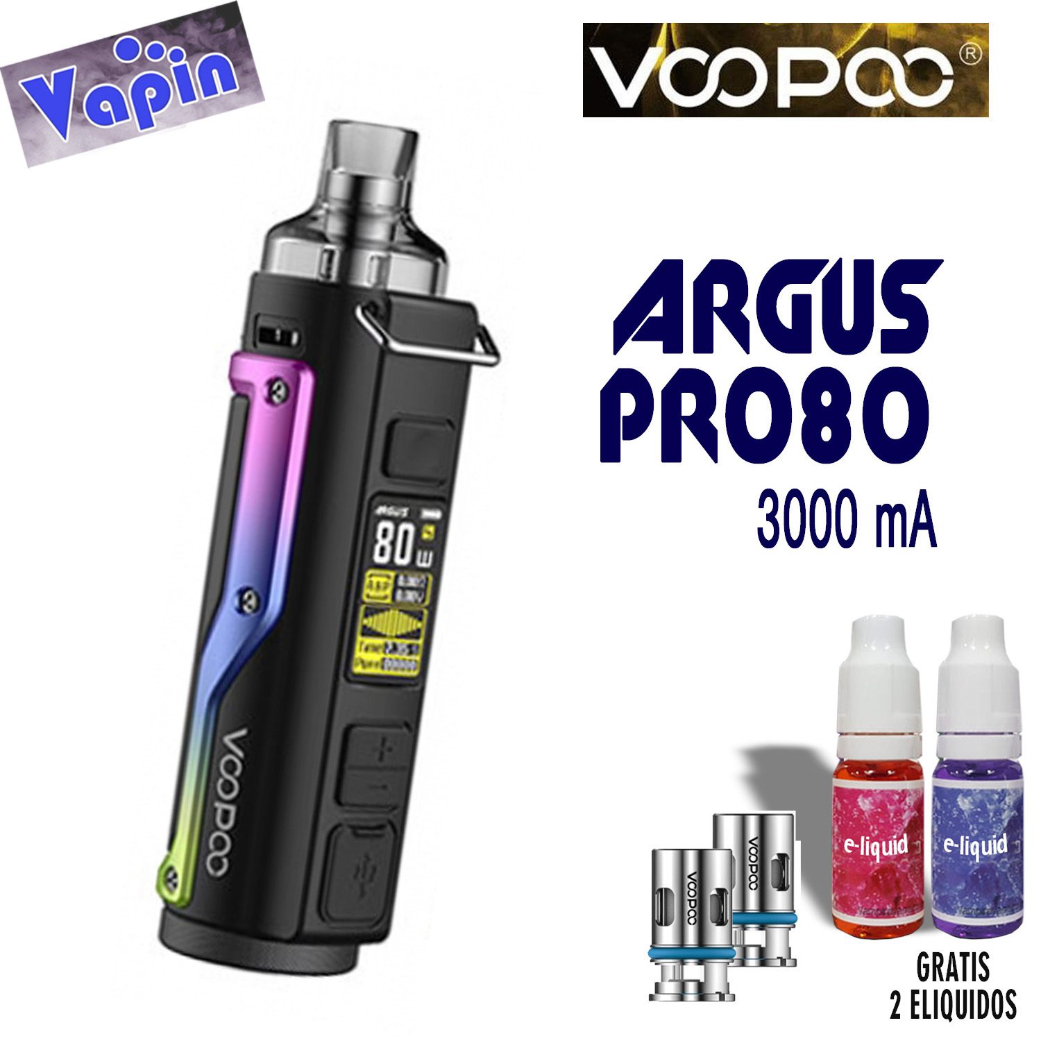 Voopoo Argus Pro80. 3000mA. Pod 4,5ml. Azul. Calada automatica
