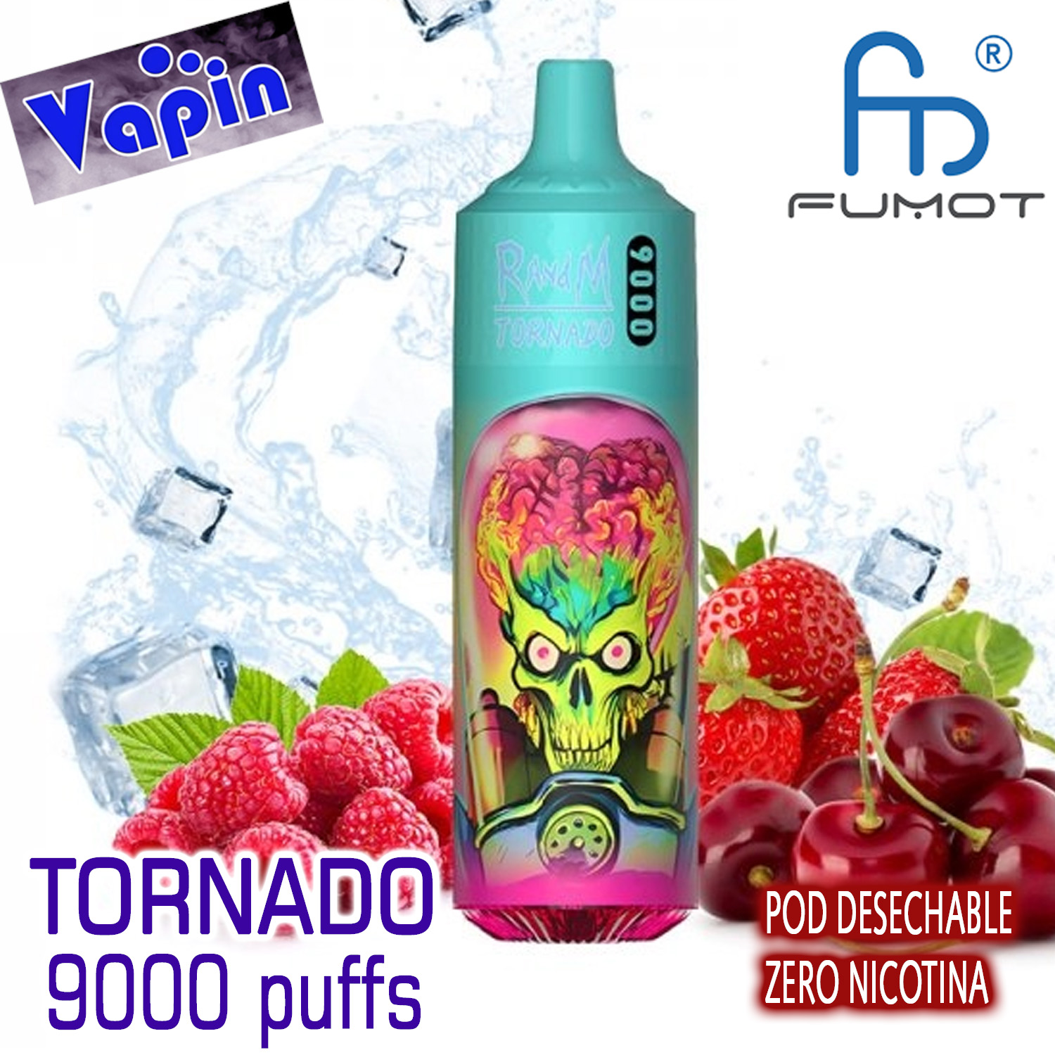 Tornado 9000 Pod desechable Strawberry Raspberry, Cherry